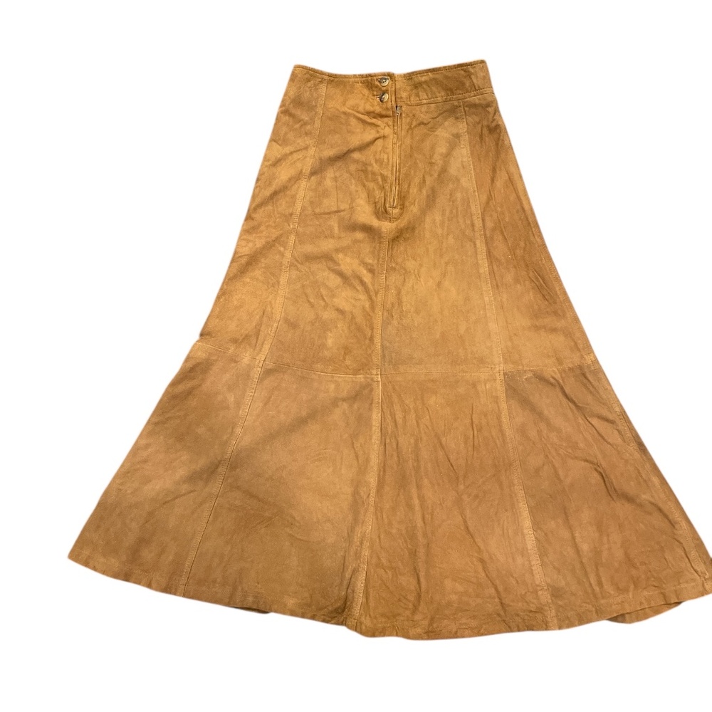 Vintage 80’s British Khaki by Robert Lighton Brown A-Line Suede Skirt 6